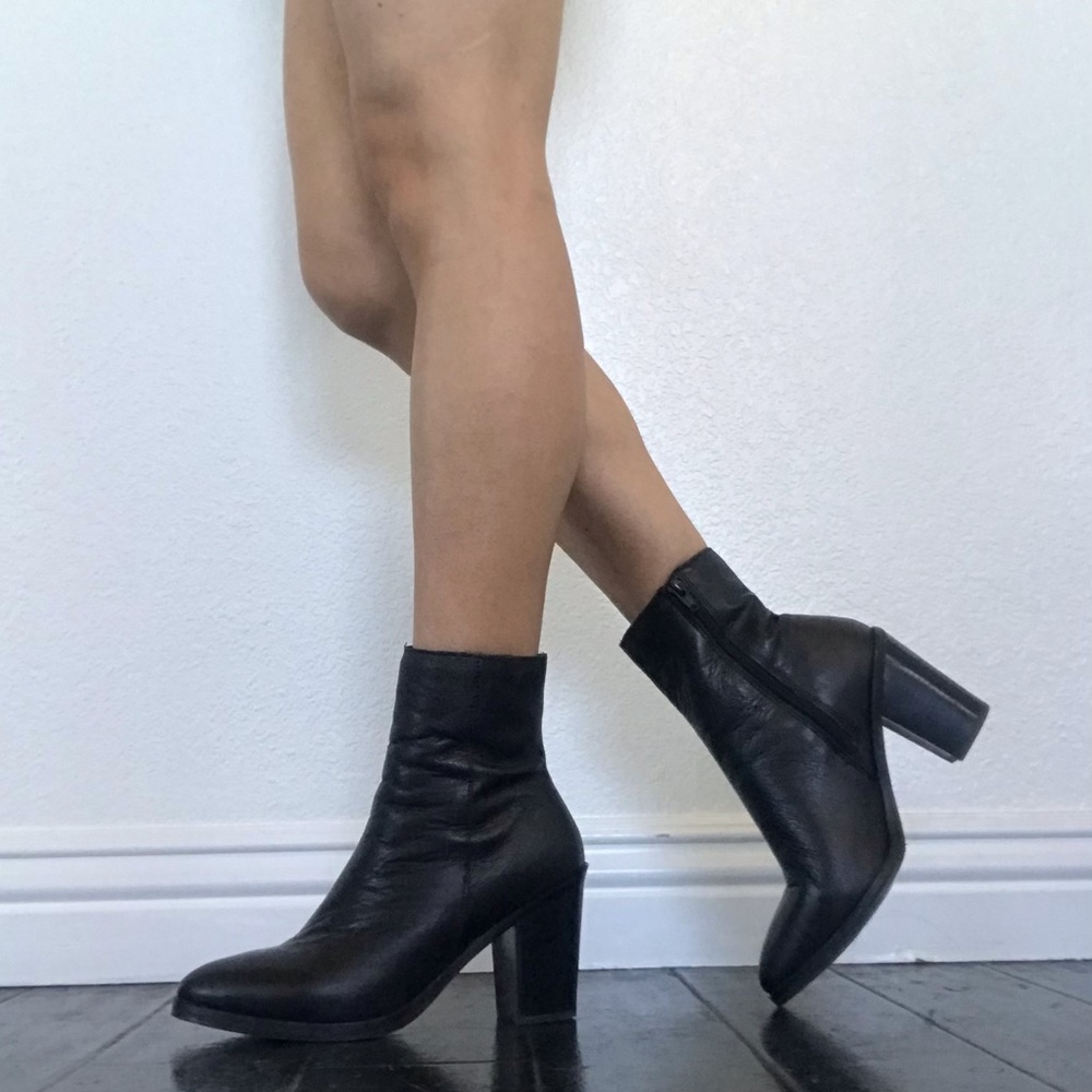 Urban Outfitters Black Leather Boots 8 Worn Once